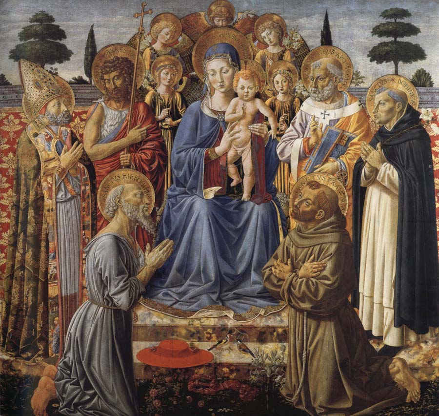 The Virgin and Child Enthroned among Angels and Saints